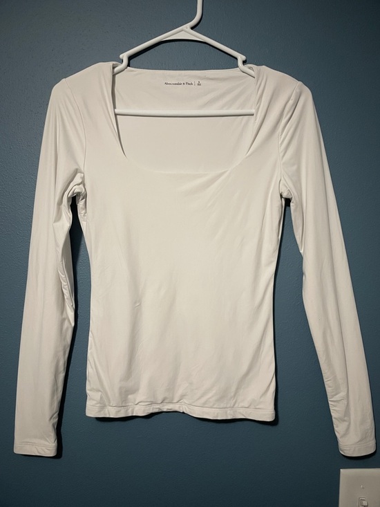 Abercrombie & Fitch Tops - Abercrombie & Fitch White Bodycon Soft Long-Sleeve Square Neck Top Size Small